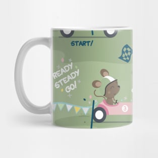 Ready to race mouse pattern on green background Mug